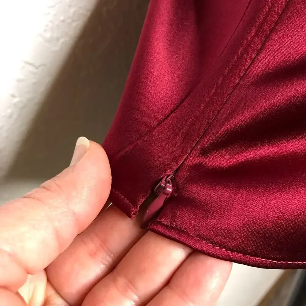 Ann Taylor red wine satin peplum sleeveless top size 4